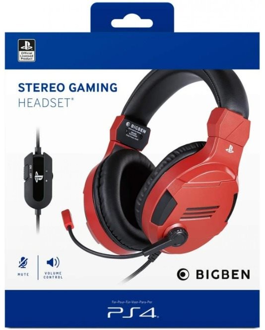 BigBen PS4 Stereo Headset v3 Red Gaming Headphones Alza.cz