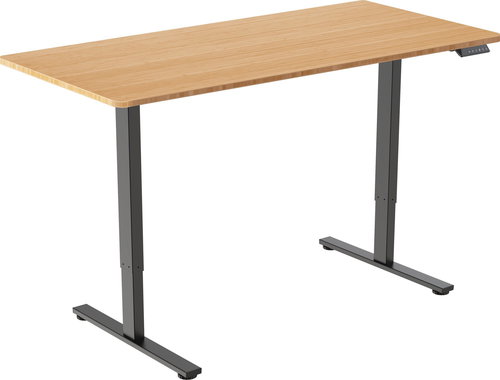 AlzaErgo Table ET2 Core black + bamboo rounded top - Height Adjustable Desk - Main image