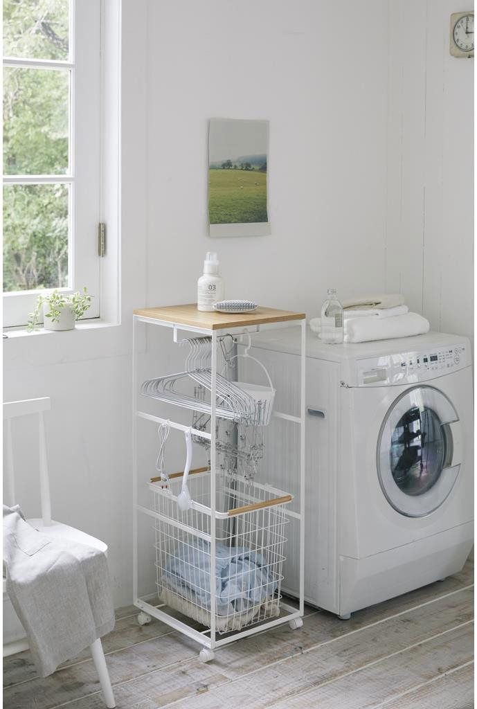 YAMAZAKI Tosca 4936 Laundry Trolley White Laundry Basket alza.sk