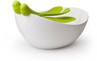 QUALY Salad Bowl with Sparrow Tools, White-green - Bowl