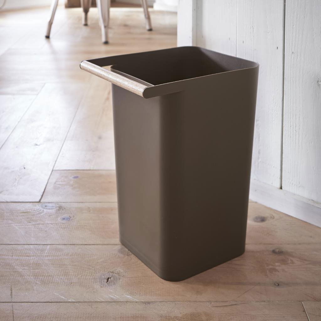 YAMAZAKI Paper Basket with Handle Como 3135 Brown Rubbish Bin