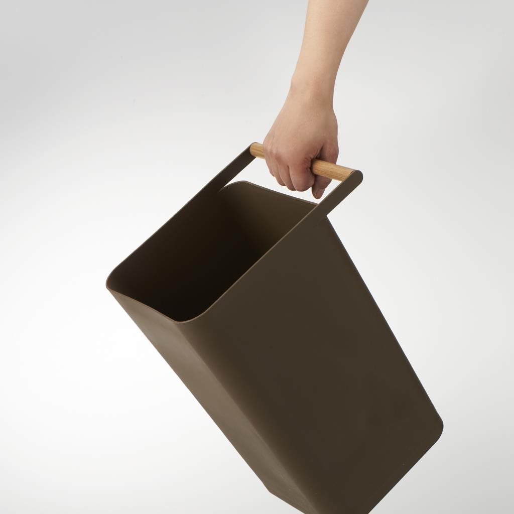 YAMAZAKI Paper Basket with Handle Como 3135 Brown Rubbish Bin