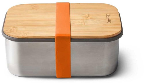 BLACK+BLUM Desiatový box SandwichBox Appetit 1250 ml, nehrdzavejúca oceľ/bambus, oranžový - Desiatový box - Hlavný obrázok