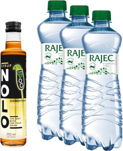 NOLO Hugo syrup 250 ml + Rajec fine sparkling 3× 0,75l - Syrup - Main image