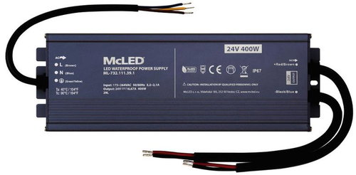 McLED Power supply longevity 400 W, DC24V/16.67A, IP67, aluminium - Power Supply - Main image