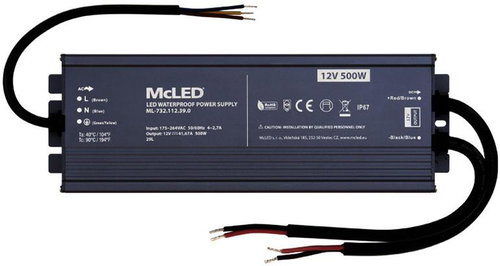 McLED Power supply longevity 500 W, DC12V/41.67A, IP67, aluminium - Power Supply - Main image