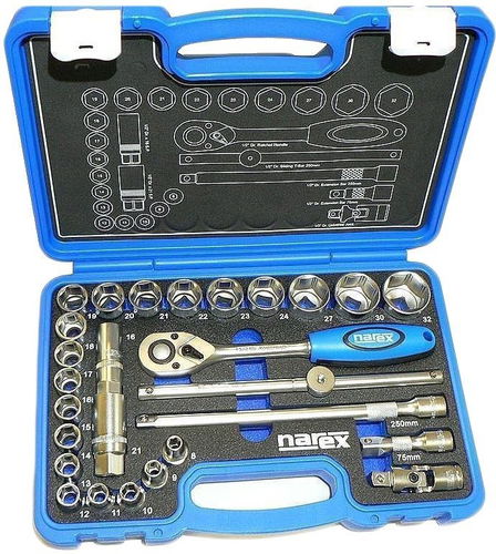 NAREX Gola súprava 1/2" s račňou 27 ks (8 – 32 mm) - Gola sada - Hlavný obrázok