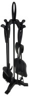 Kaminer 25969 Fireplace tools with metal stand, set 4 in 1, black - Fireplace tools