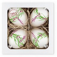 Nastrom Set of Easter Eggs with Flowers and Ribbon - White, 4 pcs - Decoration