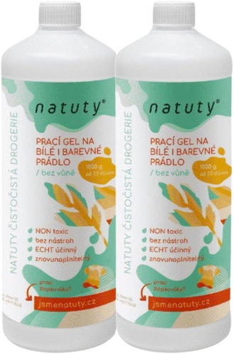 NATUTY For White & Coloured Laundry, Unscented, 1L, 2 pcs (66 washes) - Washing Gel - Main image