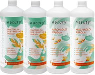 NATUTY Laundry Gel for White and Coloured Clothes & Unscented Rinse Aid, 2× 1L + 2× 1L - Toiletry Set