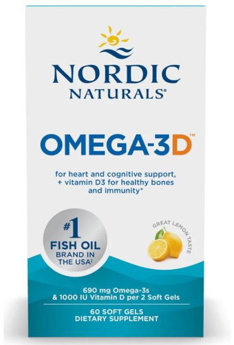 Nordic Naturals Omega-3D, lemon, 60 softgel capsules - Omega 3 - Main image