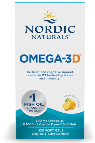 Nordic Naturals Omega-3D, lemon, 120 softgel capsules Main image Nordic Naturals Omega-3D, lemon, 120 softgel capsules - Omega 3 - Main image
