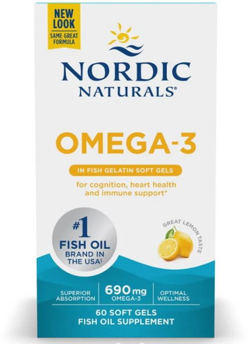 Nordic Naturals Omega-3, lemon, 60 fish softgel capsules - Omega 3 - Main image