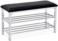 Nejlevnější nábytek Botník / taburet Petrolia, černý / chrom - Shoe Rack