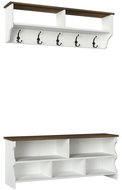Cheapest furniture Shoe rack with hanger Rarau, white / walnut - Shoe Rack