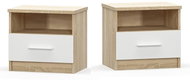 Nejlevnější nábytek Kabir - 2 ks, dub sonoma/bílá - Night Stand