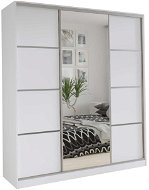 Nejlevnější nábytek Litolaris 150 so zrkadlom, biely mat - Šatníková skriňa