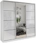 Nejlevnější nábytek Litolaris 200 se zrcadlem, bílý lesk - Šatní skříň