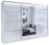 Nejlevnější nábytek Litolaris 250 se zrcadlem, bílý lesk - Šatní skříň