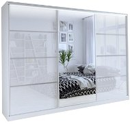 Nejlevnější nábytek Litolaris 280 se zrcadlem, bílý lesk - Šatní skříň
