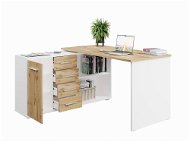 Nejlevnější nábytek - Rohový psací stůl NEJBY GIANNI, levý, bílý/dub wotan - Desk