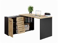Nejlevnější nábytek - Rohový psací stůl NEJBY GIANNI, levý, černý/dub wotan - Desk