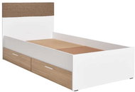 Cheapest furniture NORICE 100 × 200 cm with drawers, Italian oak/white - Bed