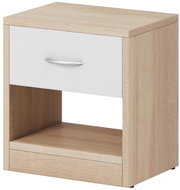 Nejlevnější nábytek Noční stolek Langston 1S, dub sonoma světlý / bílý mat - Night Stand