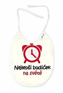 Baby Nellys Nepromokavý bryndáček, 24 × 27 cm - Nejlepší budíček na světě, smetanový - Bib