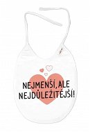Baby Nellys Nepromokavý bryndáček, 24 × 27 cm - Nejmenší, ale nejdůležitější! - bílý - Bib