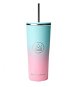 Neon Kactus Design Becher 710 ml türkis/rosa, Edelstahl - Trinkbecher