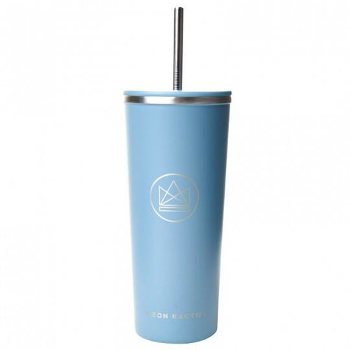 Neon Kactus Design Becher 710 ml blau, Edelstahl - Trinkbecher - Hauptbild