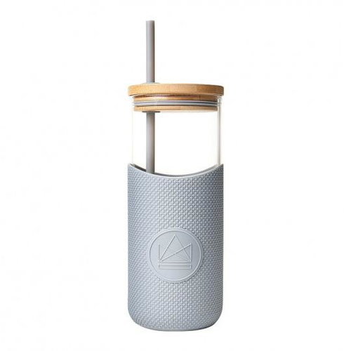 Neon Kactus Glass cup with straw 1000 ml grey - Drinking Cup - Main image