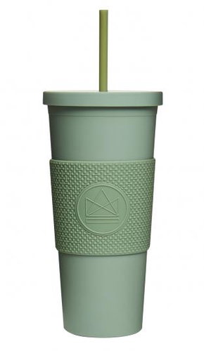 Neon Kactus Trinkbecher mit Strohhalm 625 ml grün - Trinkbecher - Hauptbild