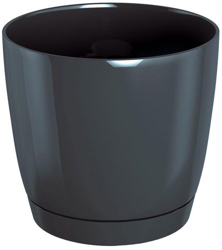 Prosperplast COUBI ROUND P with a Bowl, Graphite 15.5cm - Flower Pot - Main image