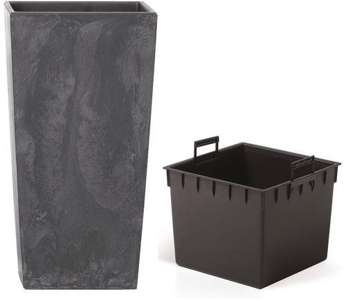 Prosperplast URBI SQUARE CONCRETE EFFECT with Anthracite Insert 26.5cm - Flower Pot - Main image