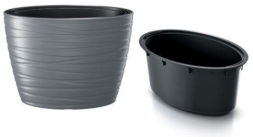 Prosperplast MAZE Oval with Grey Stone Layer 58.5cm - Flower Pot - Main image