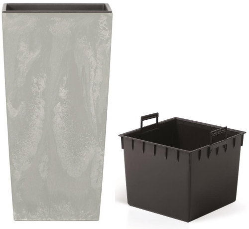 Prosperplast URBI SQUARE CONCRETE EFFECT with Grey Deposit 26.5cm - Flower Pot - Main image