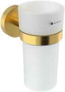 Nimco Unix brushed gold stainless steel toothbrush holder with frosted glass, no drilling required - Toothbrush Holder
