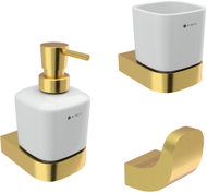 Nimco Nikau bathroom accessory set (dispenser, toothbrush holder and hook) ceramic, gold - Bathroom Accessory Set