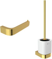 Nimco WC accessory set (toilet brush and toilet roll holder) ceramic, Nikau brushed gold - Bathroom Accessory Set