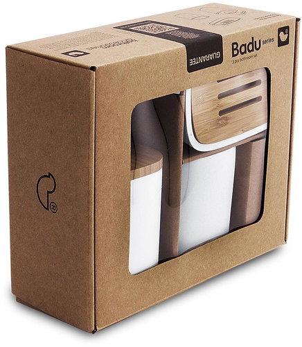 Nimco Bathroom set Badu white - soap dispenser, soap dispenser, soap dish BA 28000SET-05 - Bathroom Accessory Set - Main image