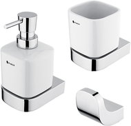 Nimco Set Soap dispenser, Toothbrush holder, Hook - stainless steel Nikau chrome NK-set-31K-26 - Bathroom Accessory Set