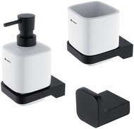 Nimco Maya black Bathroom set metal - soap dispenser, brush holder, hook MAC set-31K-T-90 - Bathroom Accessory Set