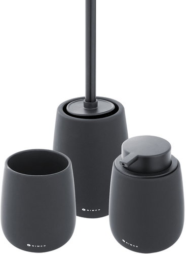 Nimco Bathroom set Tabo black ceramic - dispenser, toothbrush cup, toilet brush TA SET-90 - Bathroom Accessory Set - Main image