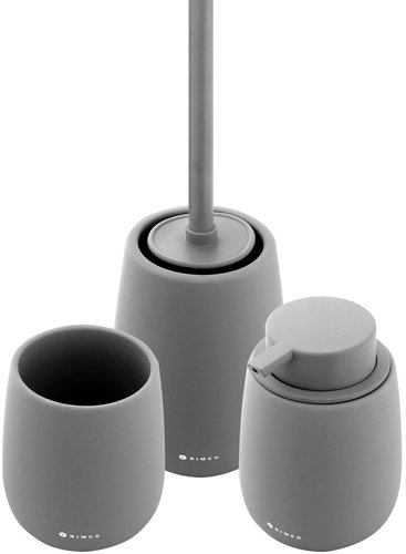 Nimco Bathroom set Tabo grey ceramic - dispenser, toothbrush cup, toilet brush TA SET-08 - Bathroom Accessory Set - Main image