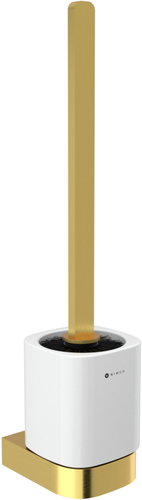 NIMCO Stainless Steel WC set with square handle (ceramic), Nikau brushed gold Main image NIMCO Stainless Steel WC set with square handle (ceramic), Nikau brushed gold - Toilet Brush - Main image