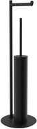 NIMCO stainless steel free-standing toilet brush set with paper holder, no-drill Unix matt black - Toilet Brush
