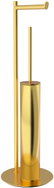 NIMCO Unix freestanding stainless steel toilet set in a tube with paper holder, no-drill, brushed go - Toilet Brush